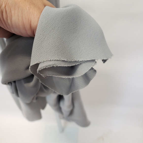 J CREW Gray Flutter Sleeve Deep V-neck Silk Dress Size 14 - Picture 8 of 10